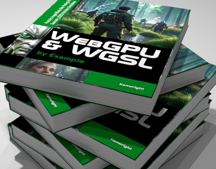 WebGPU and WGSL by Example: Fractals, Image Effects, Ray-Tracing, Procedural Geometry, 2D/3D, Particles, Simulations (Hardback) on a shelf